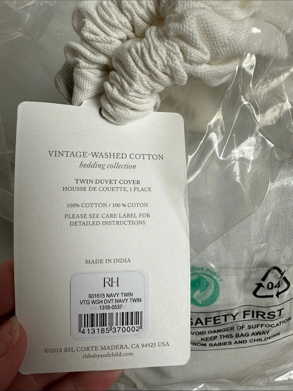 RH Baby & Child RH Teen Vintage Washed Navy Twin Duvet Cover NIP